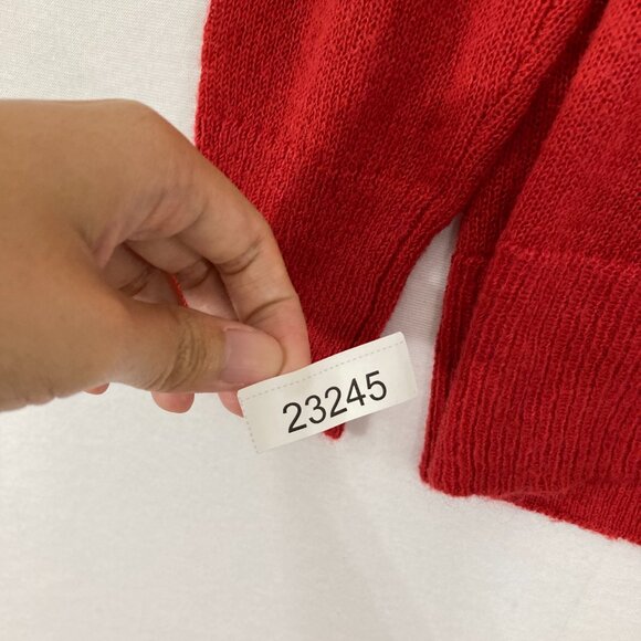 New LOFT Large Red Embroidered Graphic Wool Mohair Blend Light Sweater Holiday - Picture 10 of 10